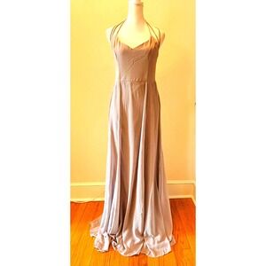 NWT Show Me Your MuMu Bridesmaid Maxi Dress XXLarge Grey Halter Backless Tie
